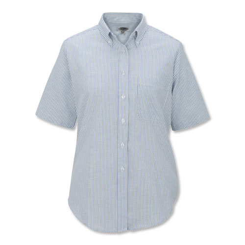 Women's Short-Sleeve Striped Oxford