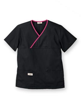 Urbane&reg; Women’s Contrast Trim Double Pocket Crossover Scrub Top